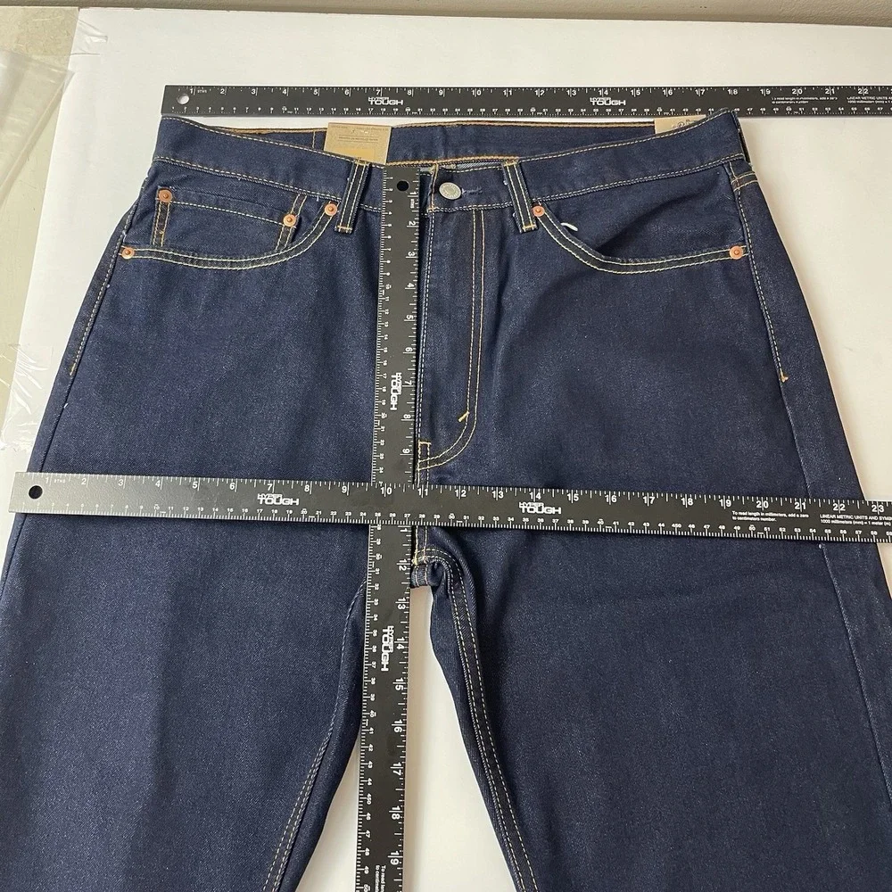 Levis  505 Jeans Mens 36x32 Blue Regular Straight Dark Wash Denim Cowboy NEW